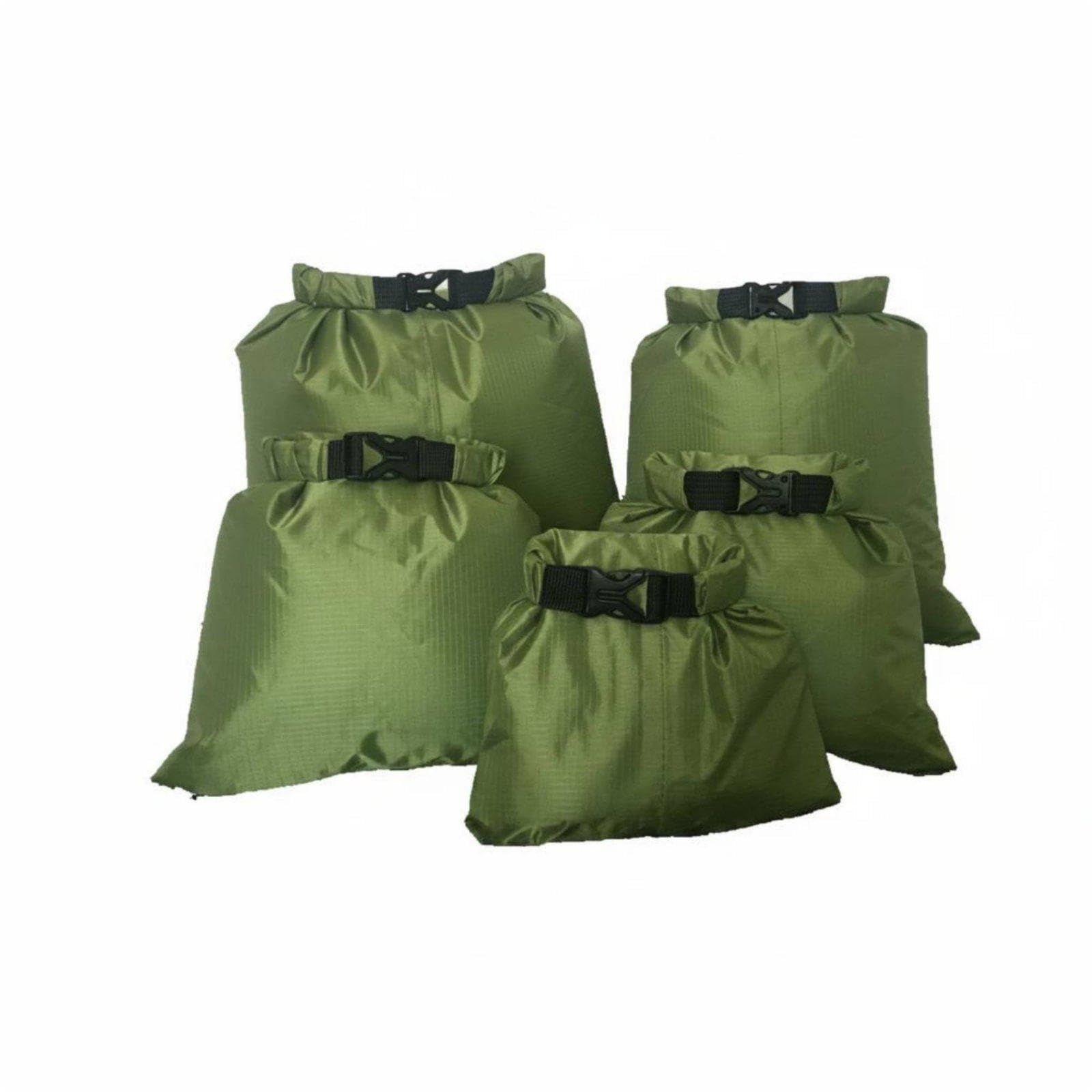 5 Pieces Waterproof Dry Bag Lightweight Fold-Over Roll-Top Sack PU Coated Waterproof Storage Pouch for Travel, Camping, Hiking Army Green-picture-15