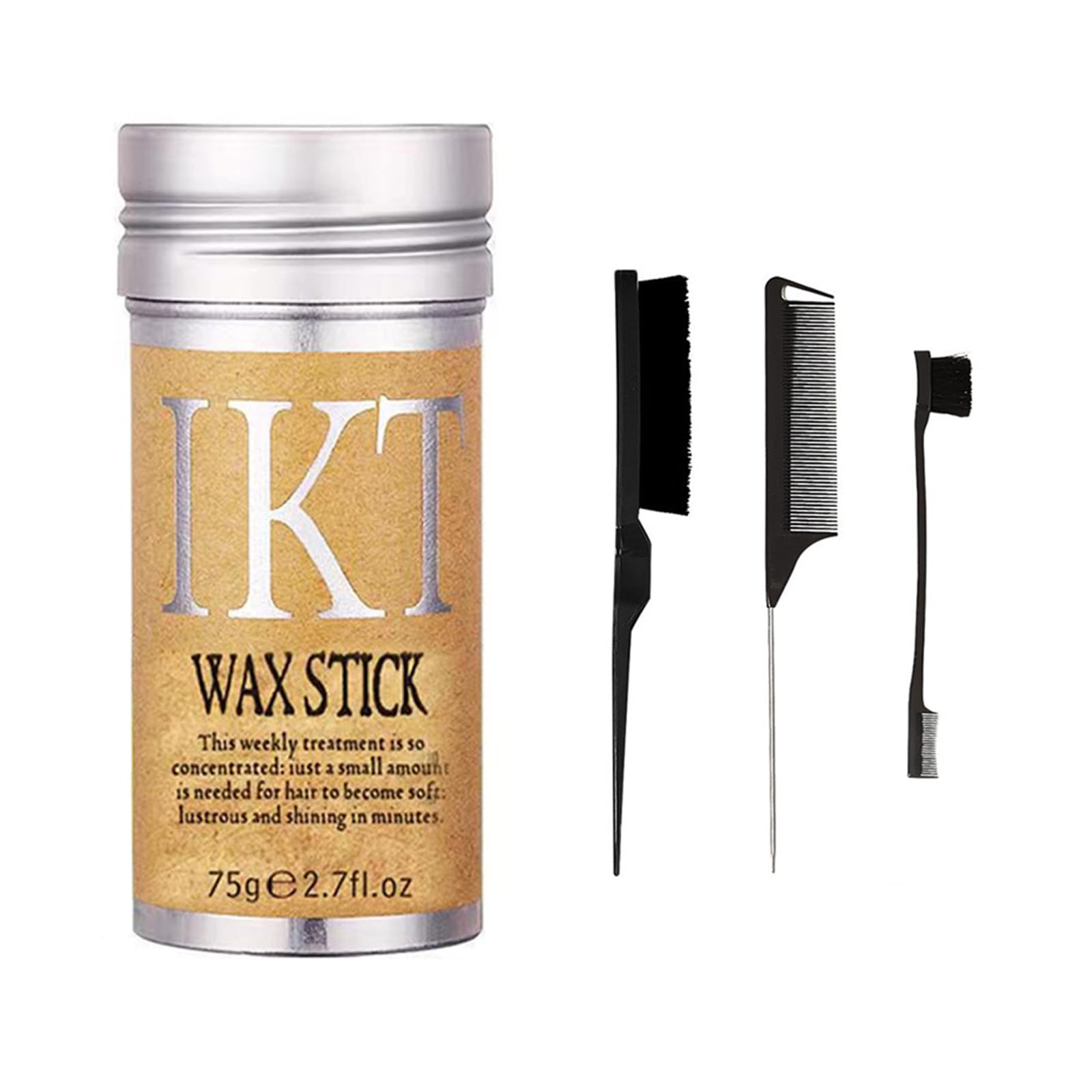 XZQYDS 4 Pcs Hair Waxed Stick with Hair Comb Set Hair Styling Waxed Stick Modelling Hair Pomade Hair Slick Stick for Wigs Hair