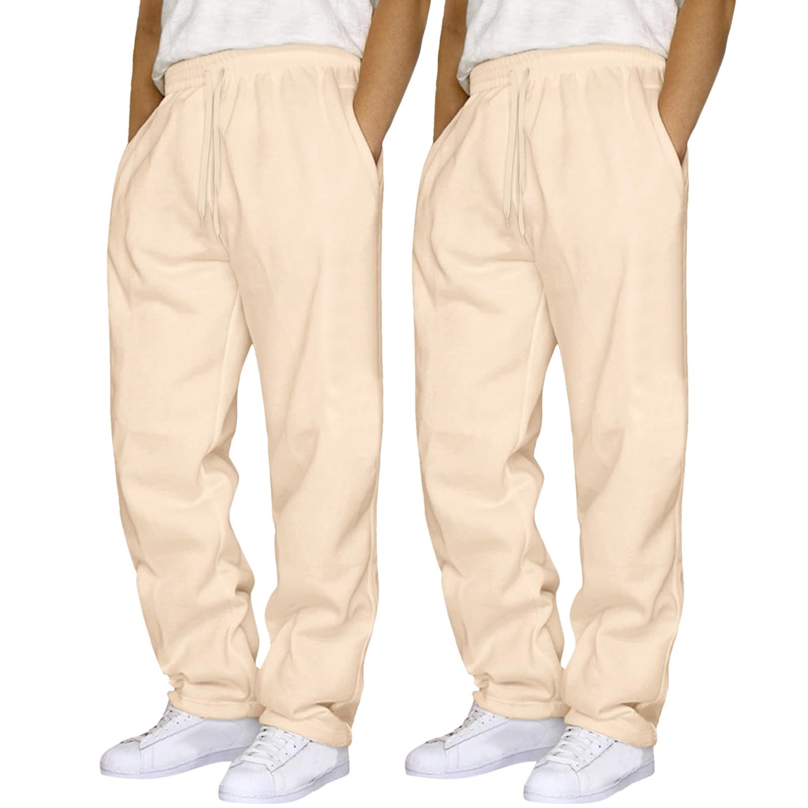 Sweatpants for Men Baggy Casual Straight Leg Pants Elastic Waist Open Bottom Athletic Jogger Lightweight Sweat Pants