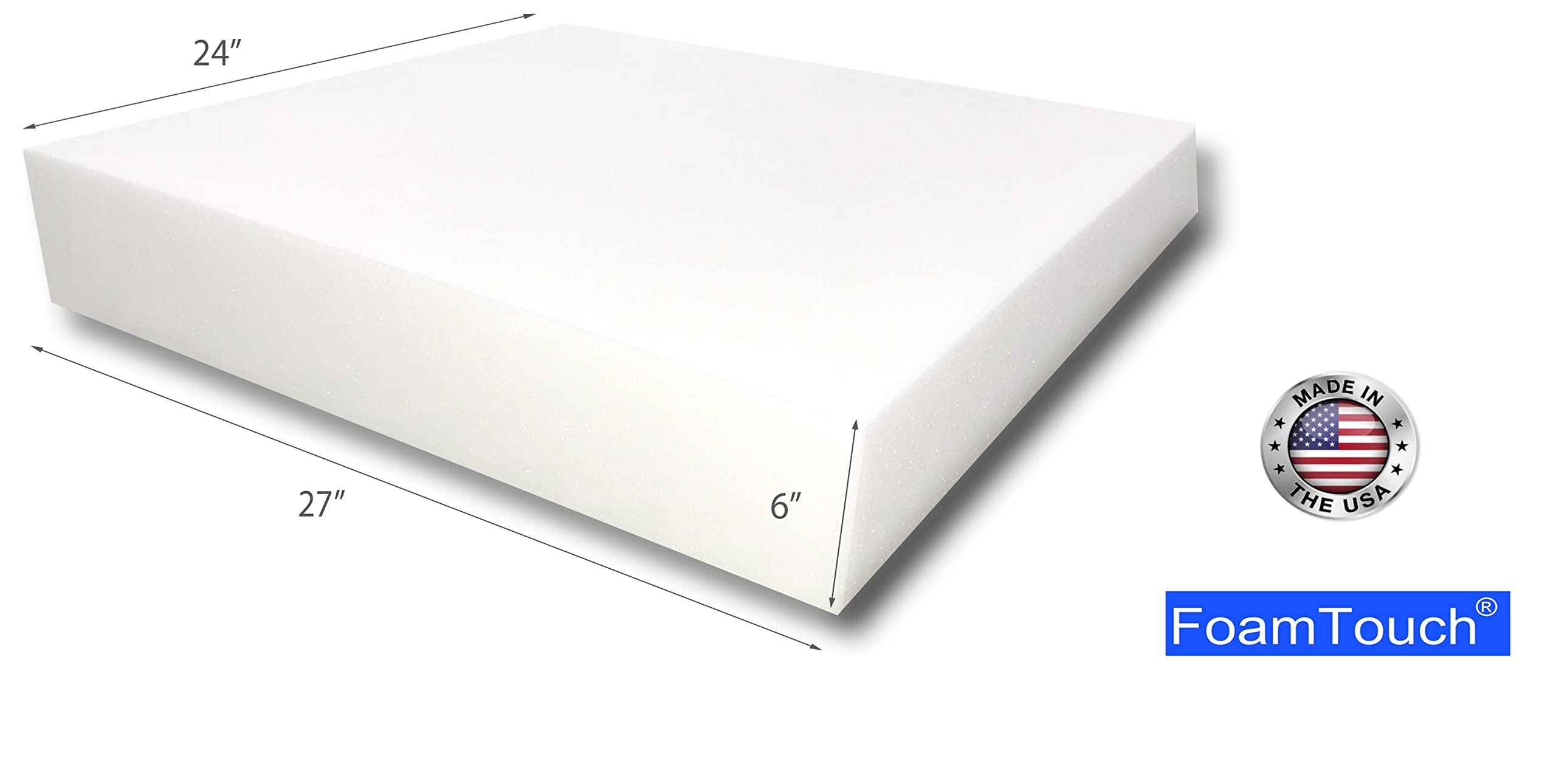 FoamTouch Wysokiej gęstości niestandardowa poduszka do siedzenia z pianki tapicerskiej o grubości 15 cm na 61 cm szerokości i 61 cm długości