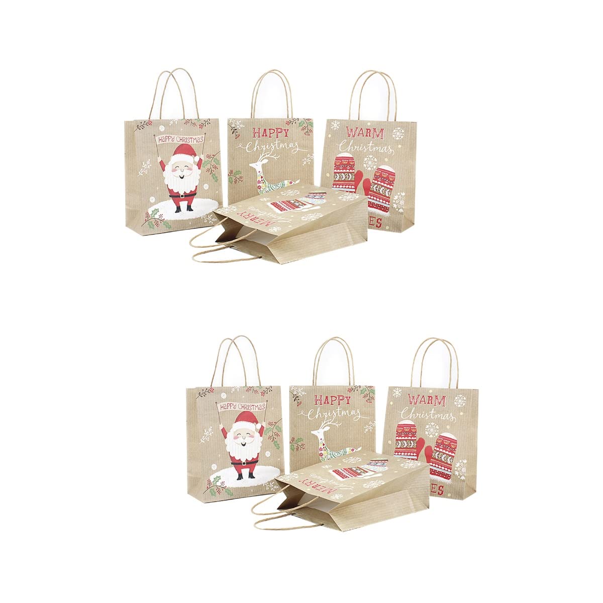 20 Pz Sacchetto in Carta Kraft Decorazione Di Natale Borse Natalizie Borsa Pupazzo Di Neve Borsa Artigianale Natalizia Portatile Sacchetto Di Caramelle