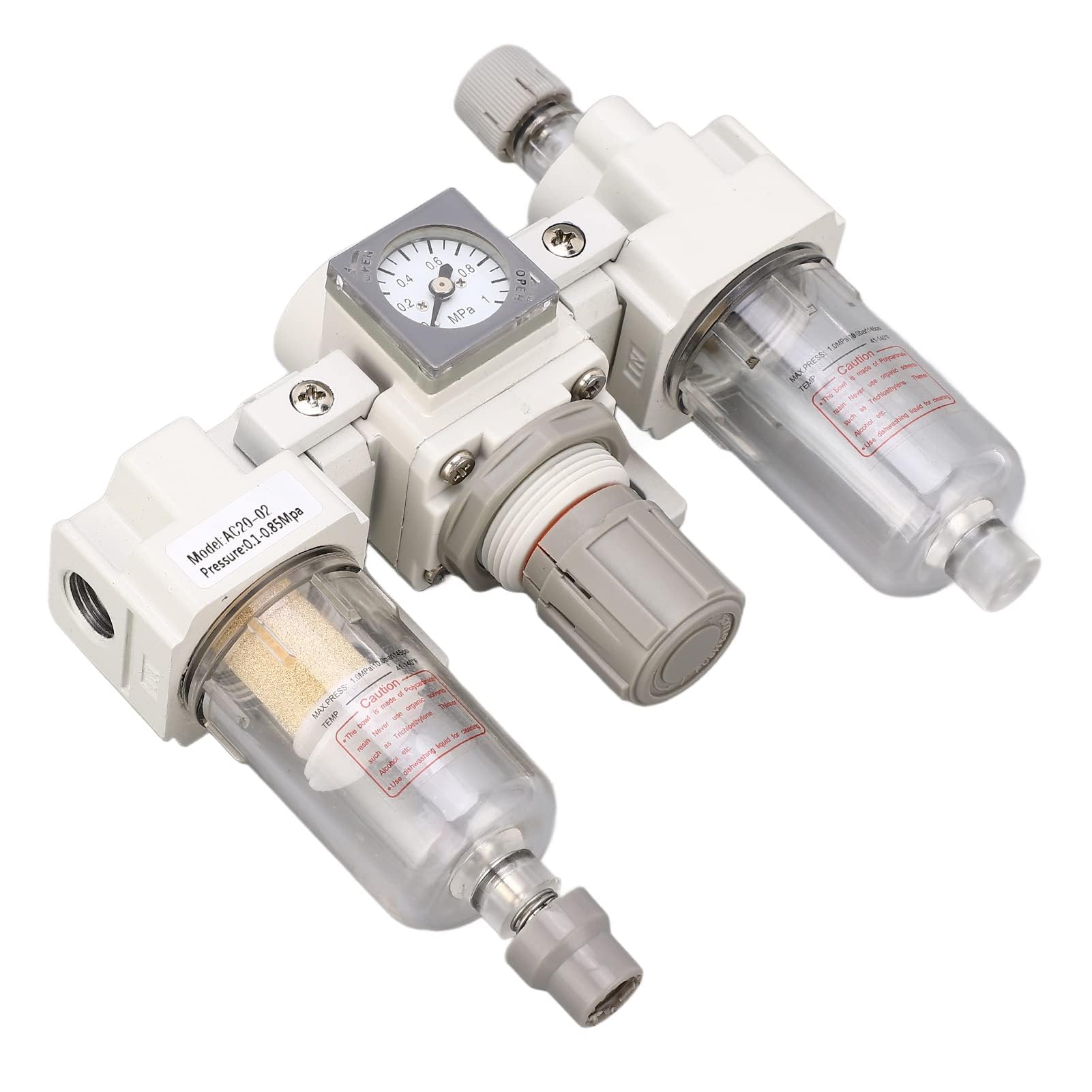 Separatore di olio per compressore con alloggiamento in lega di alluminio G1/4 pollici per strumenti pneumatici a lungo servizio, con regolazione della pressione e tazza di olio
