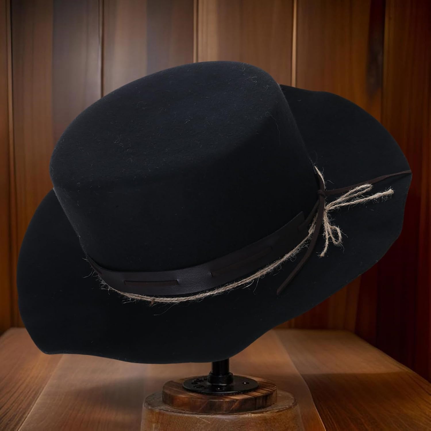 Distressed Hat for Men Women with Woven Belt Wool Cosplay Costume Blues Top Caps Stage Vintage Wool Fedoras