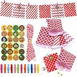 Calendrier de l'avent 2023 à Remplir Soi-même,24 PCS Noel Calendrier Sacs avec Numérique Autocollants,DIY Noël Cadeaux Sacs,Calendrier de I’Avent de Noël,Sac Cadeau Noel kraft,Pochettes pour Noël
