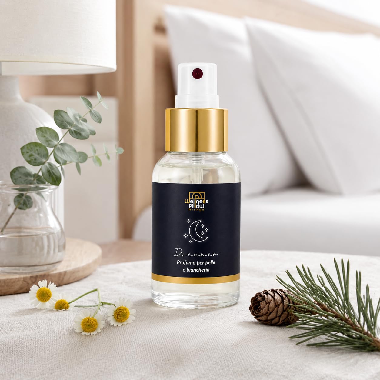 Milano Dreamer Spray Aromaterapeutico per Cuscino e Lenzuola con Pino Cembro, Eucalipto e Camomilla