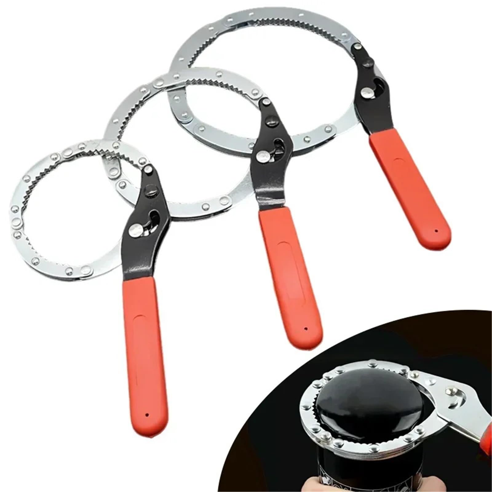 Llave Filtro Aceite Llave for filtro de aceite | Herramienta de extracción antideslizante de acero inoxidable ajustable for automóvil(3 pack)