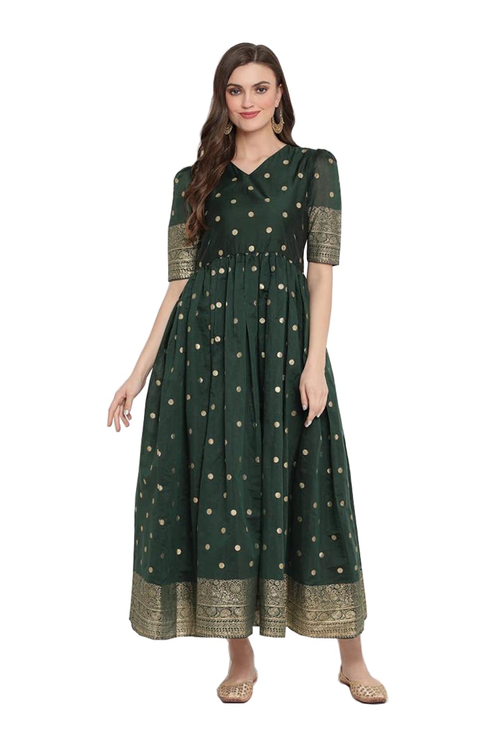 Chanderi Polka Dot Regular Women's Ethnic Gowns