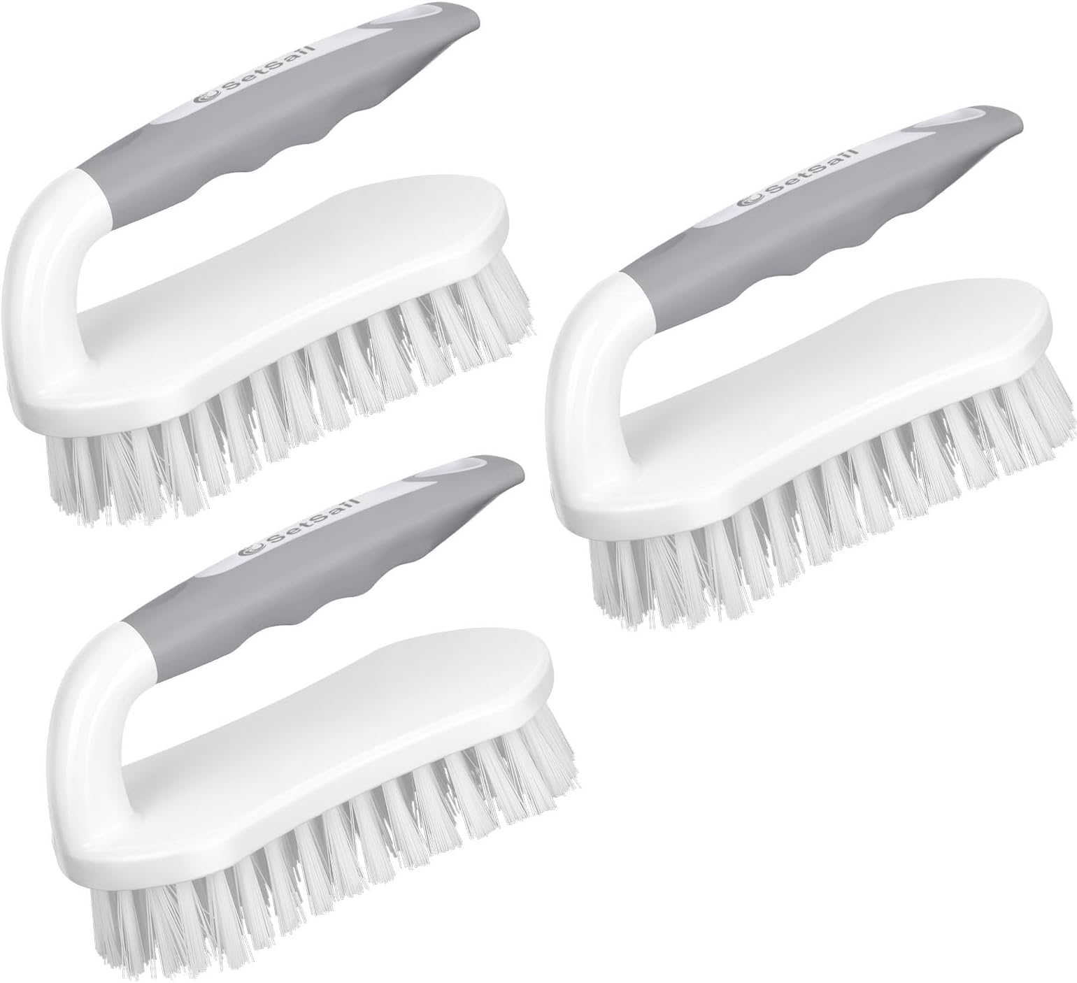 SetSail Scrub Brush, Heavy-Duty Scrub Brushes for Cleaning with Stiff Bristles Cleaning Brush for Shower, Bathroom, Carpet, Kitchen and Bathtub Scrubber - 3 Pack
