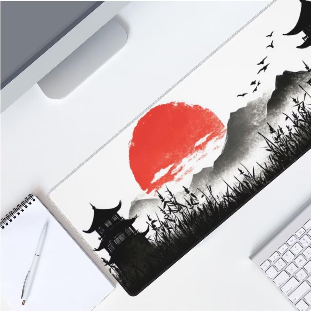 Chińska podkładka pod mysz 140 x 80 cm duża podkładka pod mysz podkładka na biurko do gier, wodoodporna japońska podkładka pod mysz XXL gamingowa podkładka pod mysz z antypoślizgową gumową podstawą