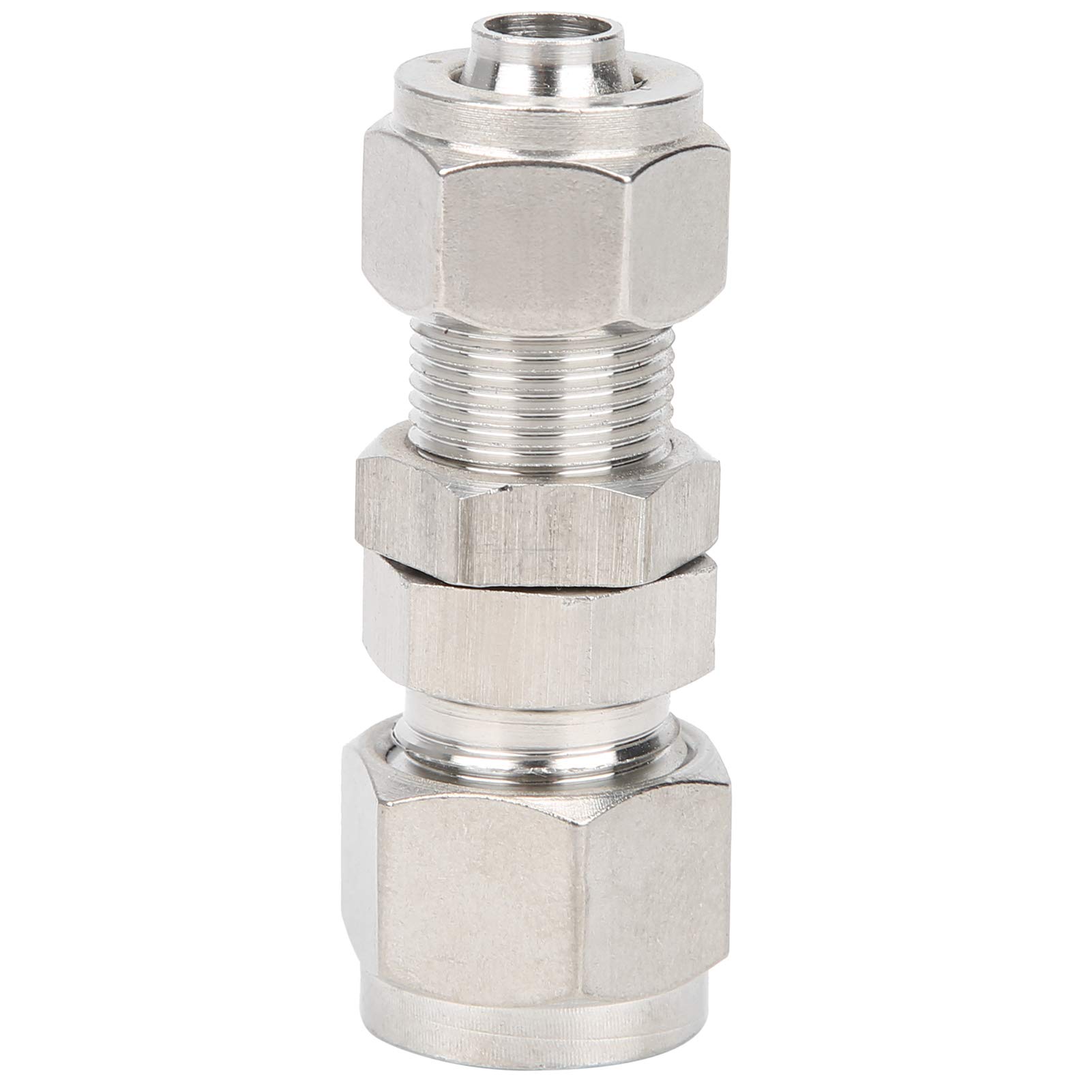 2?Touch Fitting, 304 Stainless Steel Ferrule Compression Fitting, for Wall and Board Firm Connection Hard Tube Conversion Hose Hard Tube X Hose (?10*8)