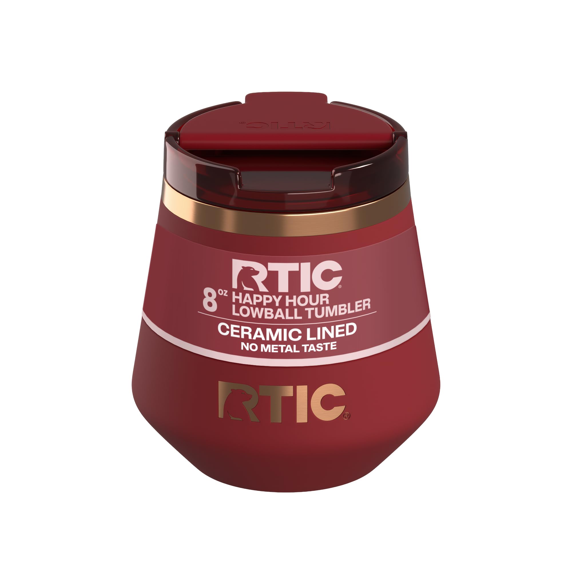 RTIC Happy Hour 8oz Lowball Tumbler with Lid Ceramic Lined Black Cherry | Insulated Stainless Steel Metal Portable Travel Cup for Hot and Cold Drinks Coffee Car Camping and Travel product thumbnail 2