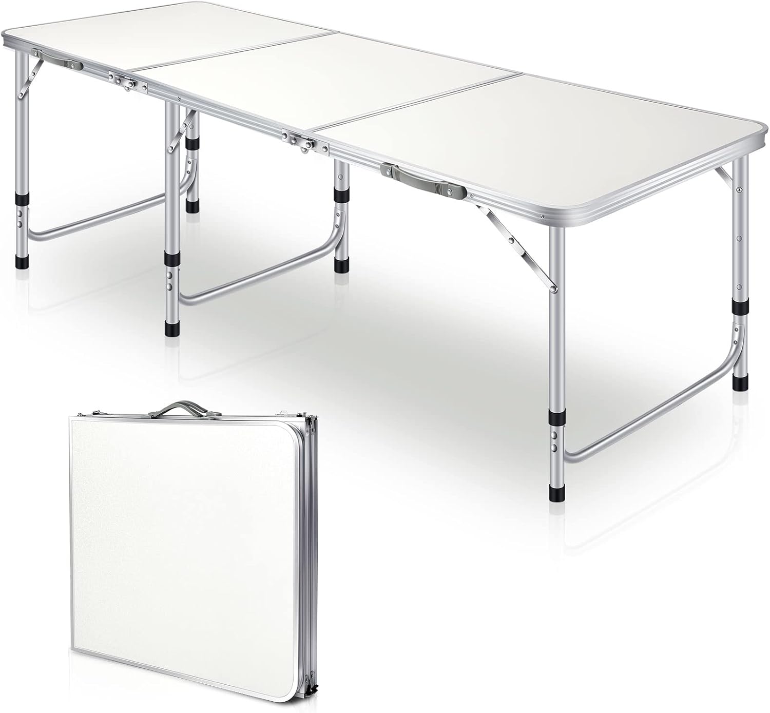 Queekay 6ft Folding Camping Table, Portable Aluminum