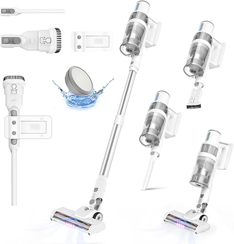Aspiradora inalámbrica, potente aspiradora inalámbrica de 18000 Pa 6 en 1, 45 minutos de largo tiempo de funcionamiento, luces LED aspiradora para