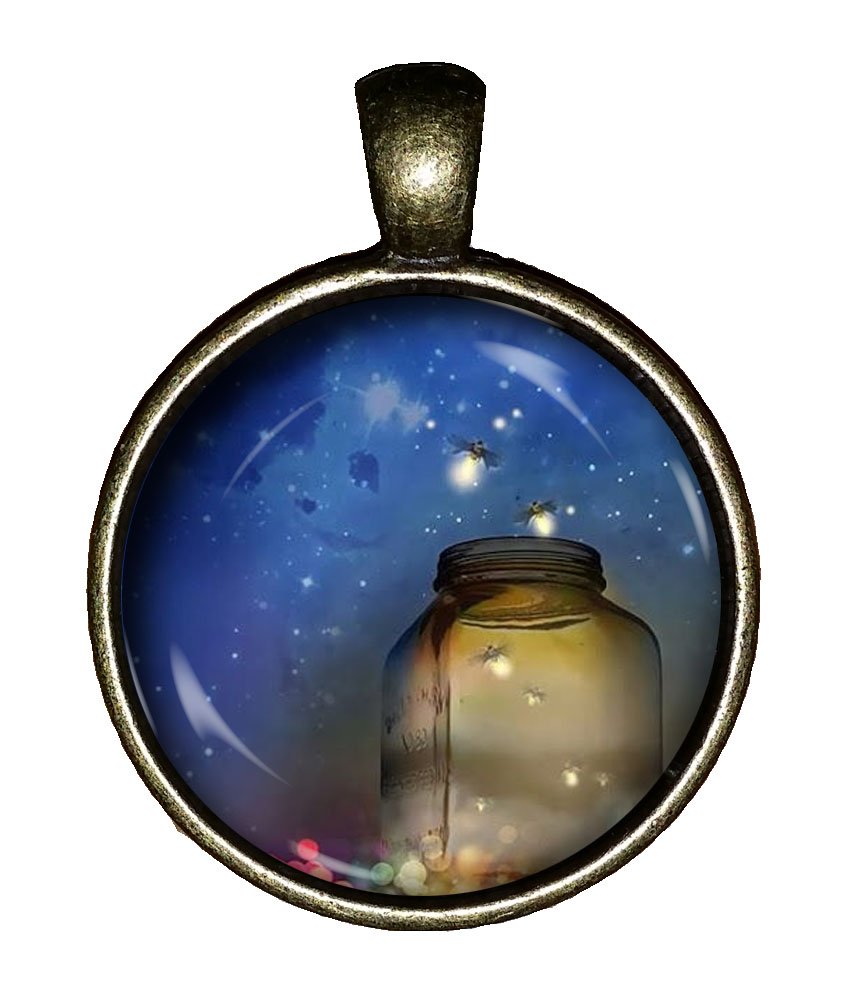 ChaoticfashionFireflies in a jar Necklace Lightning Bugs Handmade Demon Jewelry Gift Pendant