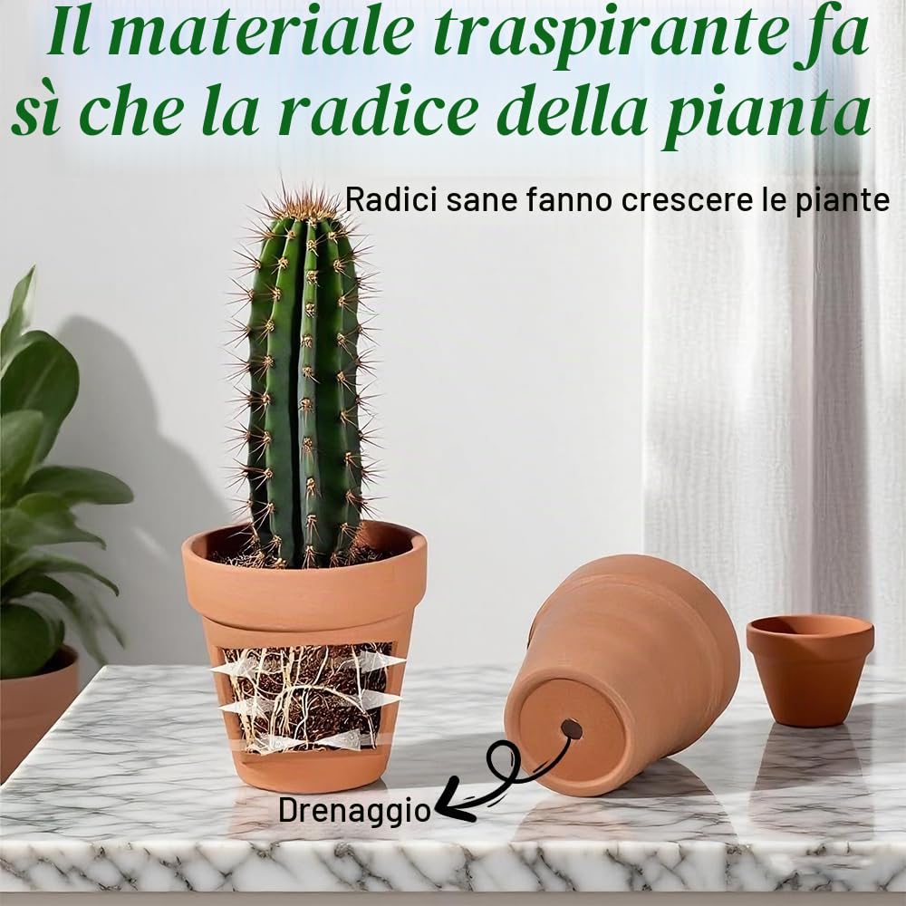 Vaso in terracotta Ø 12 cm, set da 6 vasi in terracotta, vasi in argilla con foro di scarico, piccoli vasi in terracotta per lavori fai da te, vaso in terracotta riutilizzabile, per interni