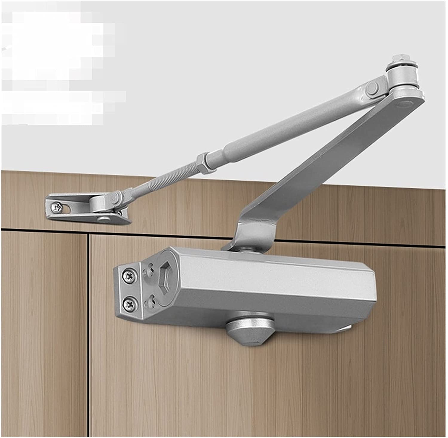 Auomaic - Cierrapuertas hidráulico ajustable, silencioso, para puertas de 2580 kg, acabado negro (modelo: negro M)