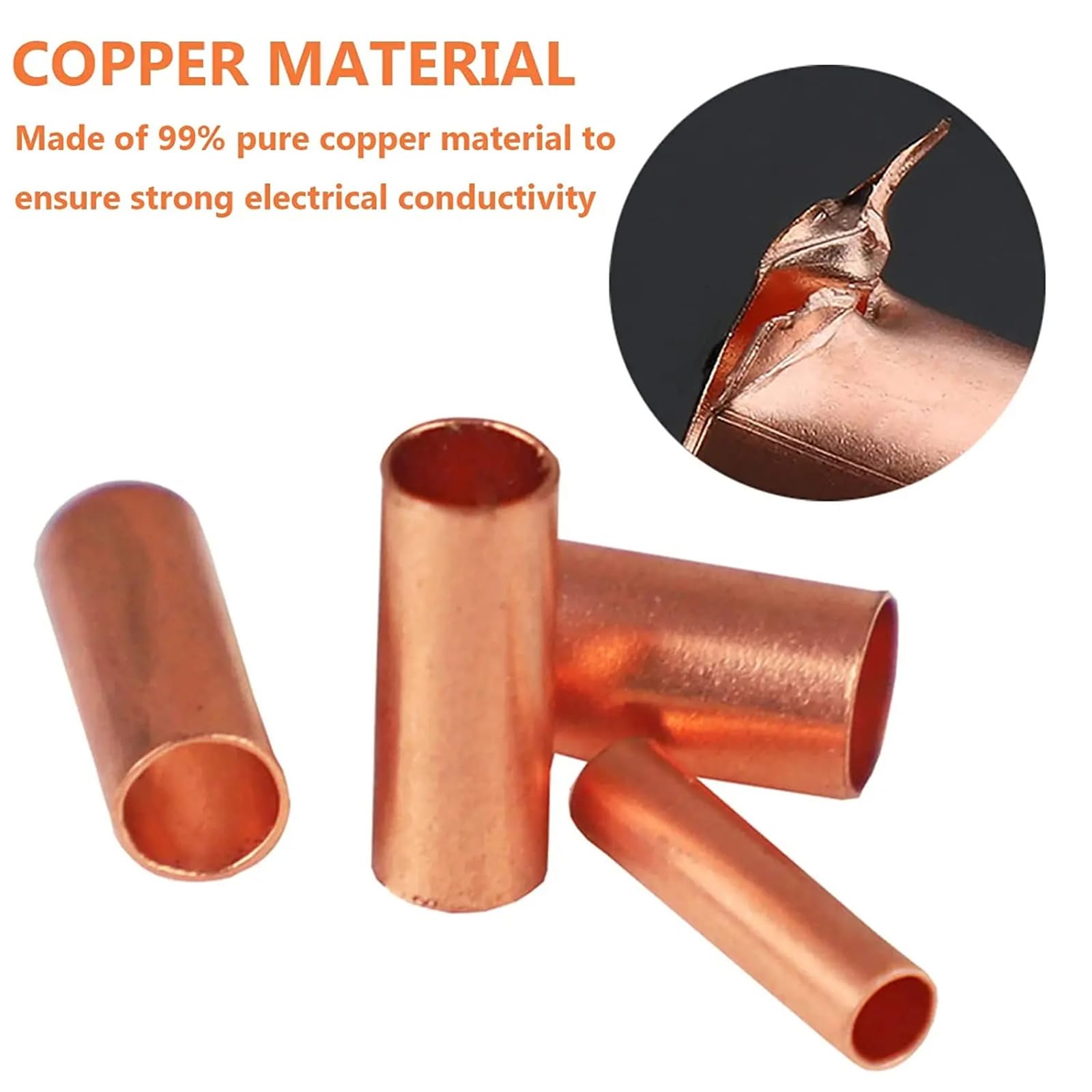 7 Sizes Wire Copper Crimp Connector Non Insulated Electrical Cable Pin Cord End Terminal Assortment Kit, 250PCS
