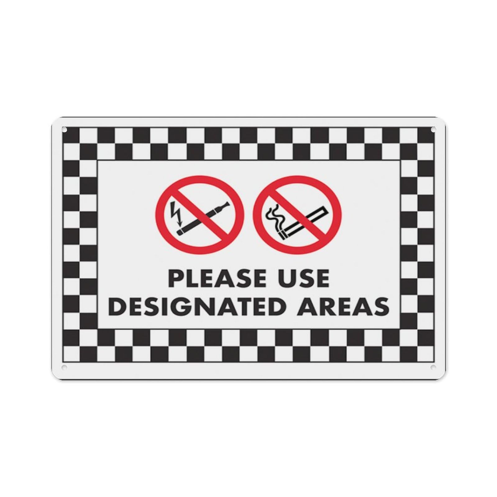 peiyeety No Smoking Or Vaping, Please Use Designated Areas Aluminum Tin Warning Signs For Home Outdoor Garden 12X16 Inches