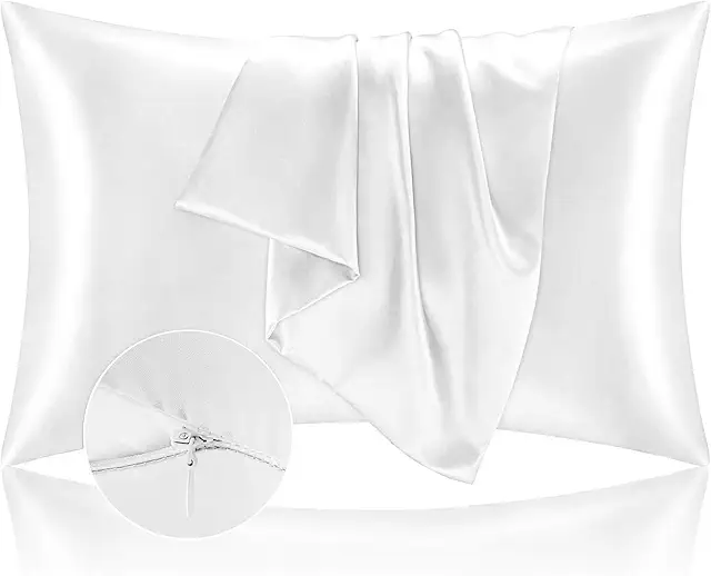 Satin Pillowcase 50x70 cm - Skin & Hair Protector, Hypoallergenic, 2-Pack White