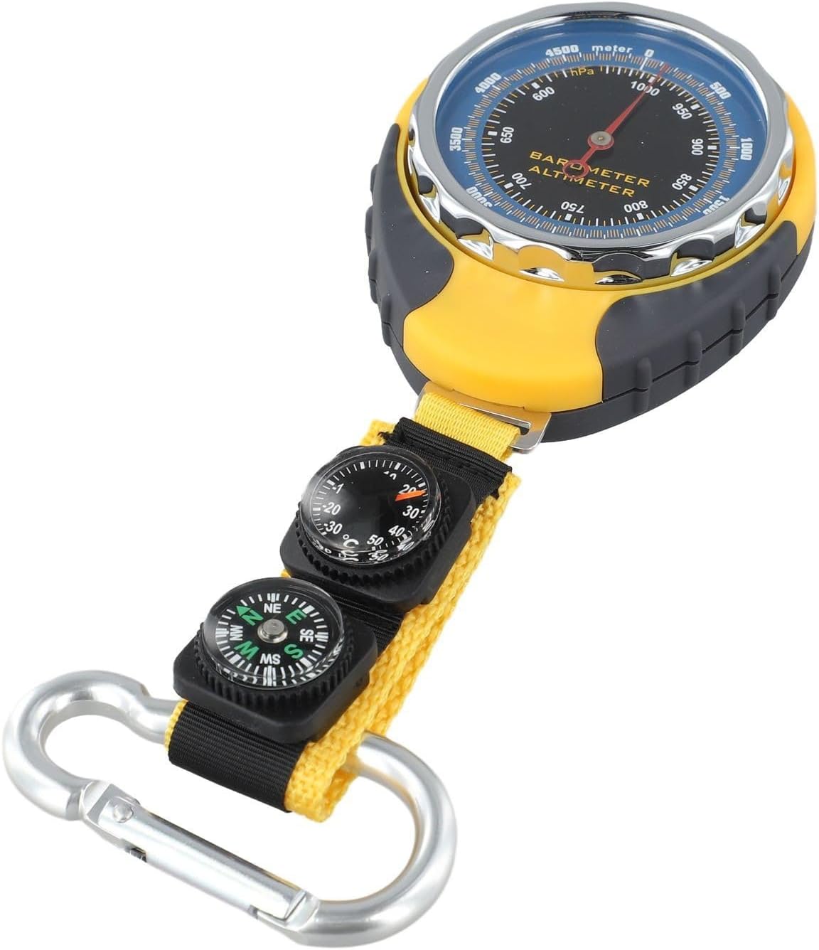 4-in-1 Outdoor Altimeter with Barometer, Thermometer and Compass-, Portable ABS Hiking Tool for Camping, Trekking, Mountaineering and Wilderness Adventures