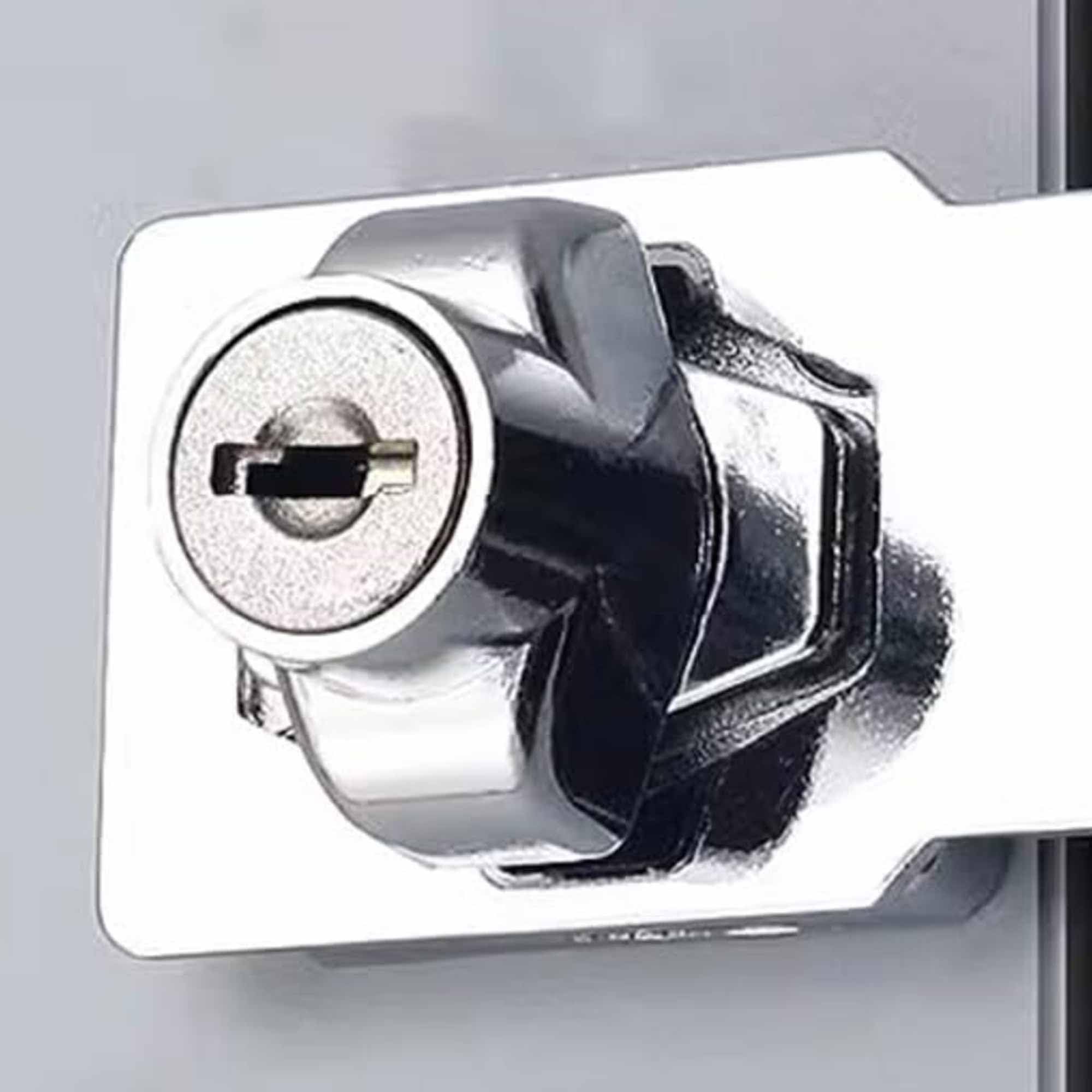 Keyed Hasp Lock Hasp and Staple with Padlock,Heavy Duty Shed Lock Door Lock Hasp Twist Knob Keyed Locking Hasp Safety Door Clasp Gate Lock with Key for Cabinets Cupboard Drawer Gate (2.5Inch) - Image 3