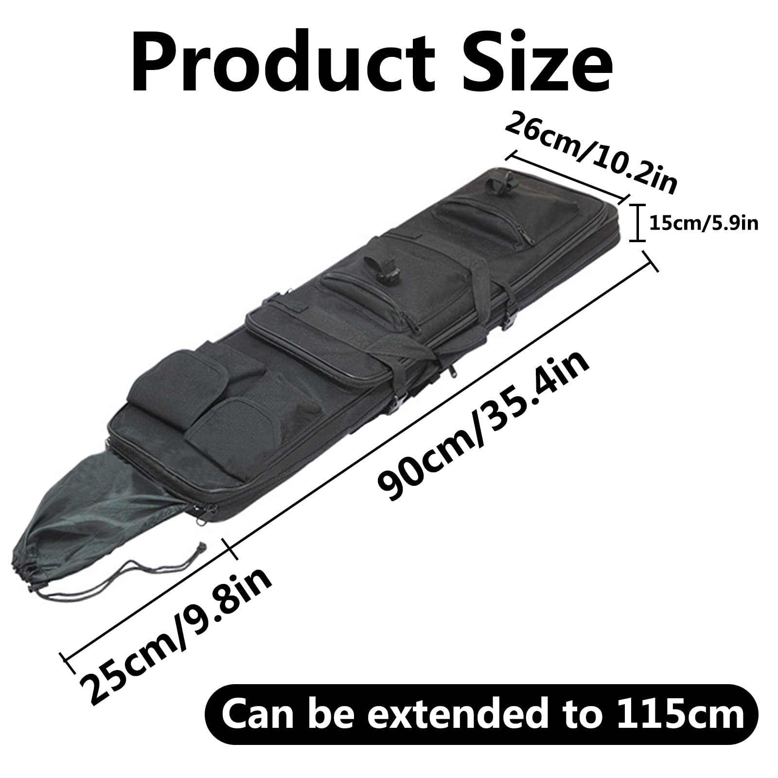 Borsa Porta Fucili Lunga, Borsa Porta Fucili per 2 Armi Lunghe, Fodero per Fucile con 2 Scomparti Principali, Custodia Imbotper Fucile/Black Schwarz/35.4X10.2In