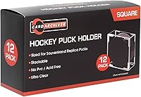 Vista 7 de Cajas de exhibición de disco de hockey cuadrado cubo, soporte de 6 unidades, cajas de exhibición transparentes de disco de hockey a presión de 2