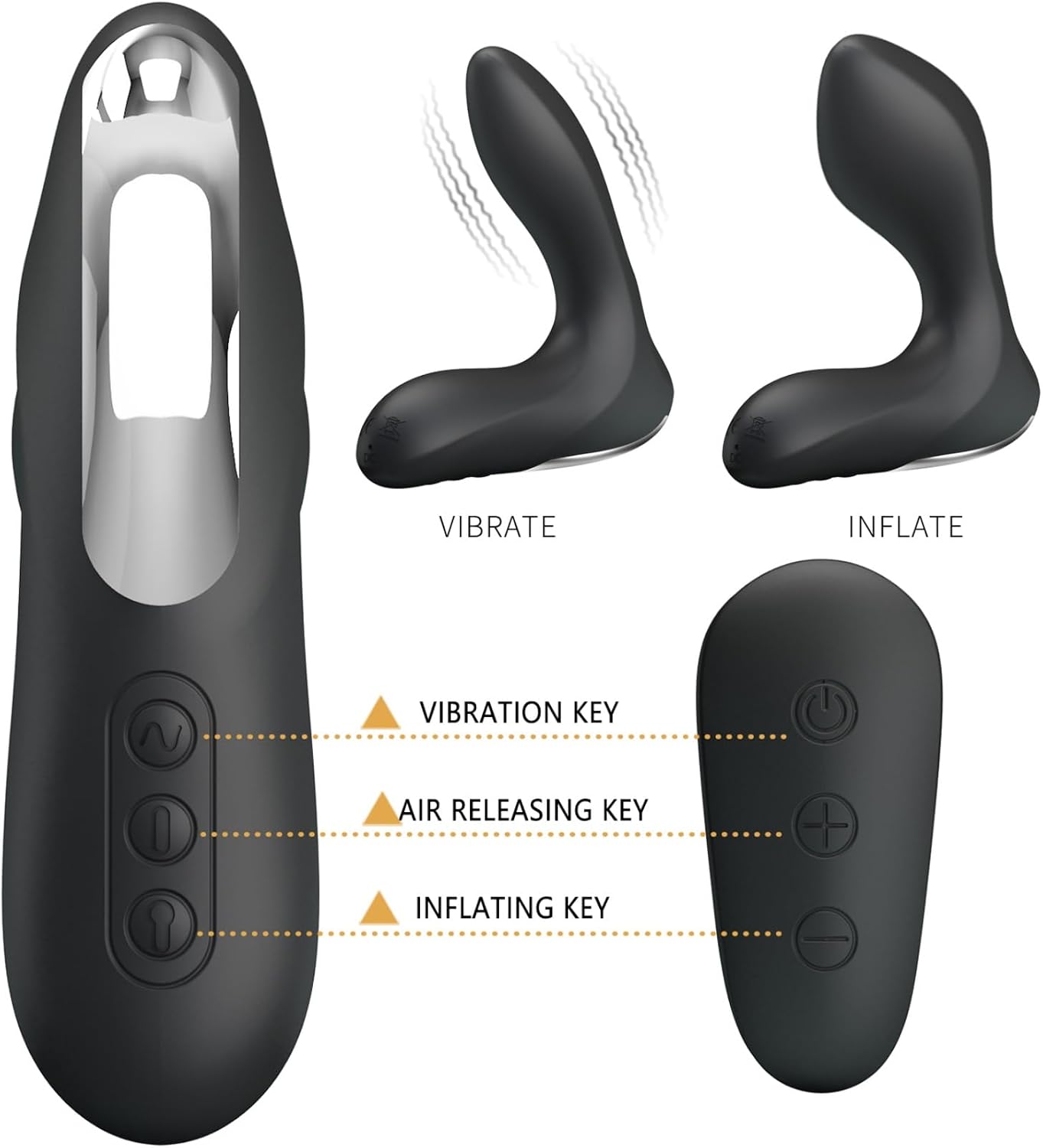 Female Vibrator Inflatable Anal Plug Prostate Massager with 12 Vibrating Modes - Silicone Anal Vibrator Butt Plug Adult Sex Toy for Women Men Couples