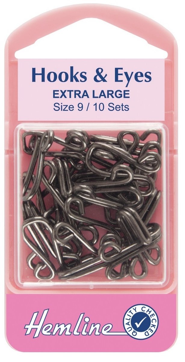 Hemline Black H401.9 /Brass Rust Proof Hook/Eyes Size 9 10 Sets In A Plastic Box