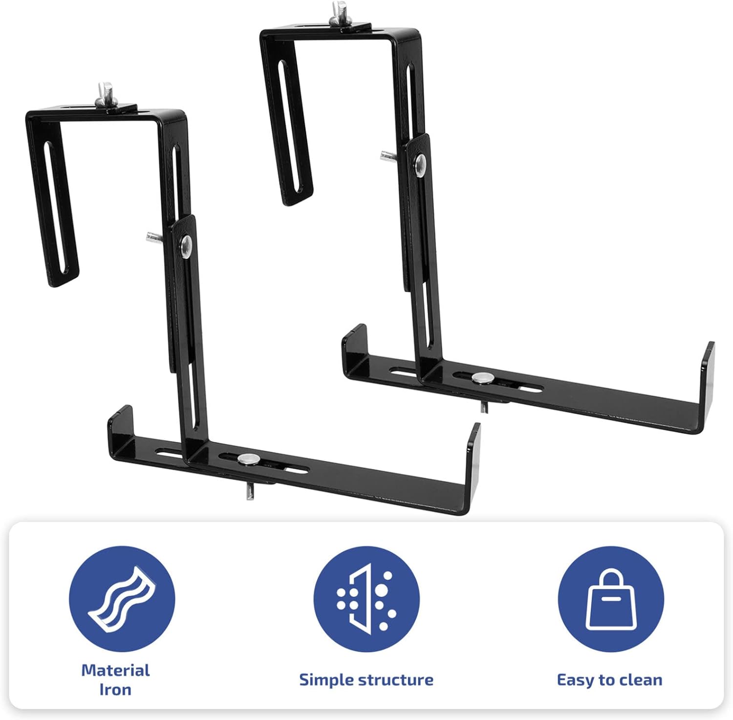 Hemoton Adjustable Balcony Hanging Rack Iron Flowerpot Holder Railing Plant Holder Outdoor Plant Stand Bonsai Planter Bracket