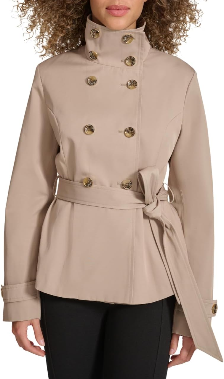 KARL LAGERFELD Women's Short Peplum Trench Coat