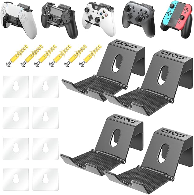 OIVO Game Controller Holder Hanger Wall for PS4 Nintendo Xbox One/S/X/Elite/Series S/Series X, Universal Foldable Desk Hook Stand for Gamepad, Headphone,Video Game Controller - 4 Pack