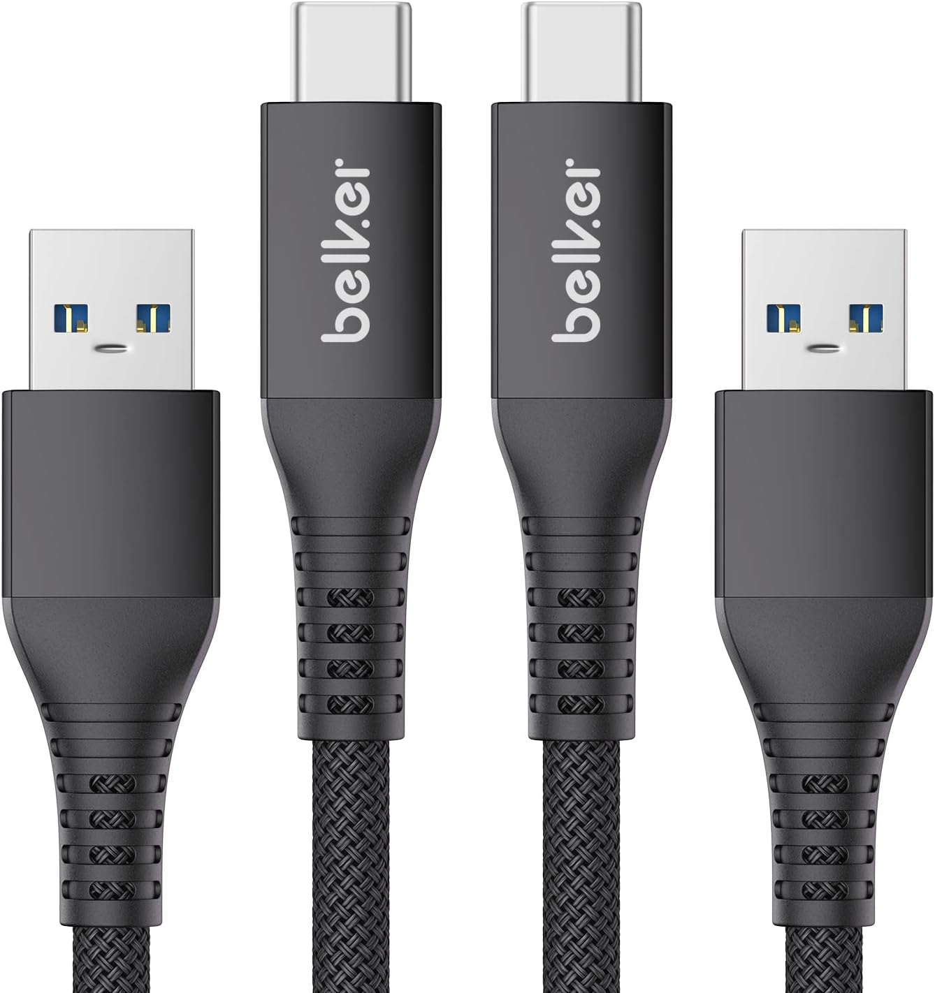 Maxonar 2Pack USB C Data Cable 10Gbps USB A Android Auto Cable QC3.0 3.1A Fast Charger Data Transfer Cable USB3.2 Gen2 for Samsung Note20 Galaxy S23/S22/S21 Z Flip5 Pixel 8 Oneplus11 1M/3.3ft-Black