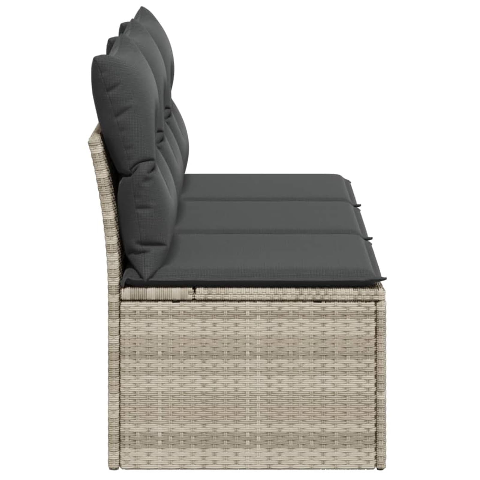 Divano da Giardino con Cuscini 3 Posti Grigio Chiaro Polyrattan,Divano da Giardino da Esterno,Divani da Giardino,Arredamento da Giardino-366194