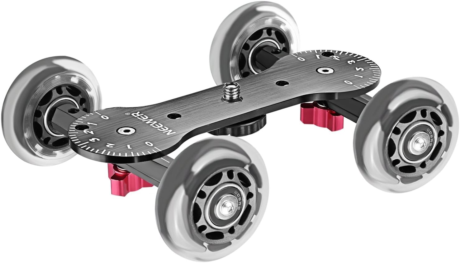 Neewer Skalowany stolik do aparatu Dolly Slider z 22 funtów/10 kg, nośność deskorolkarza, aluminiowe pręty obrotowe gumowe kółka 1/4" 3/8" gwinty śrubowe do lustrzanek cyfrowych (czarny)