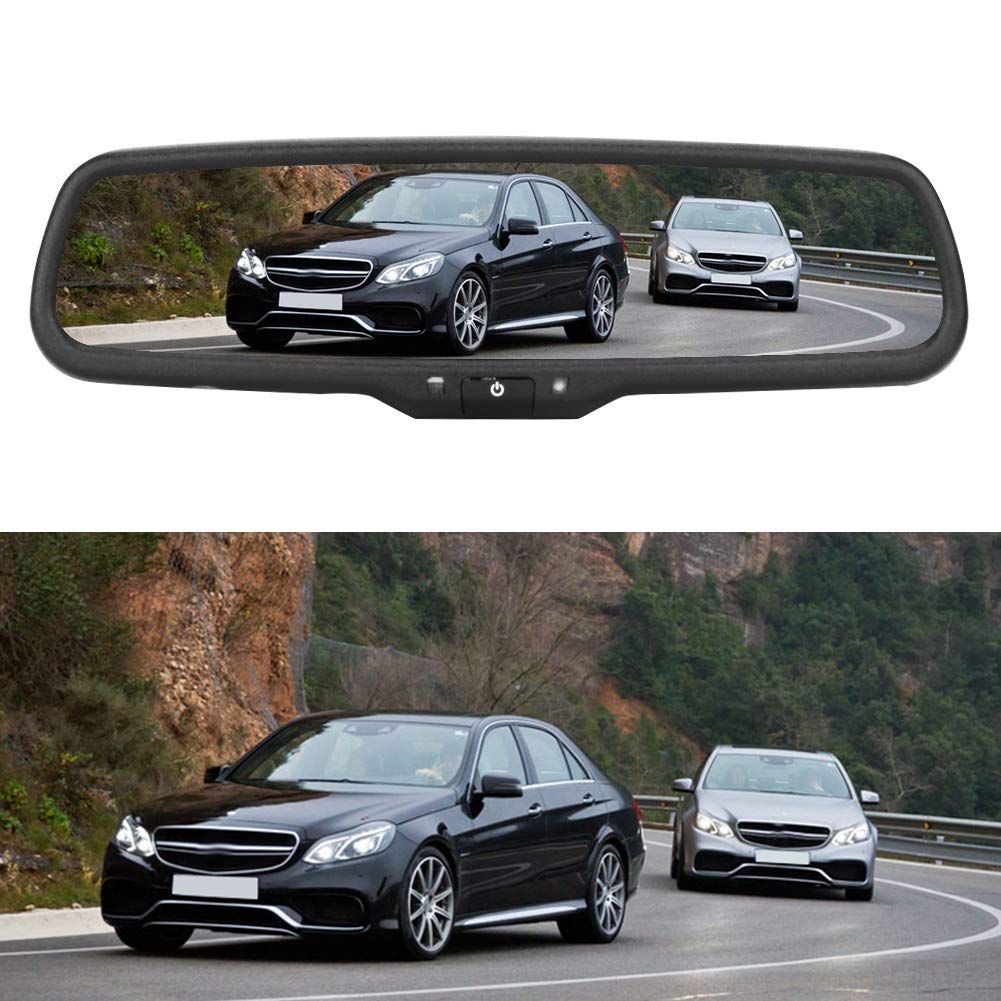 Rétroviseur Automobile 4,3 Pouces Avec Gradation Automatique, Système D'Assistance Au Stationnement, Écran Anti-Éblouissement Pour Caméra De Recul, Noir