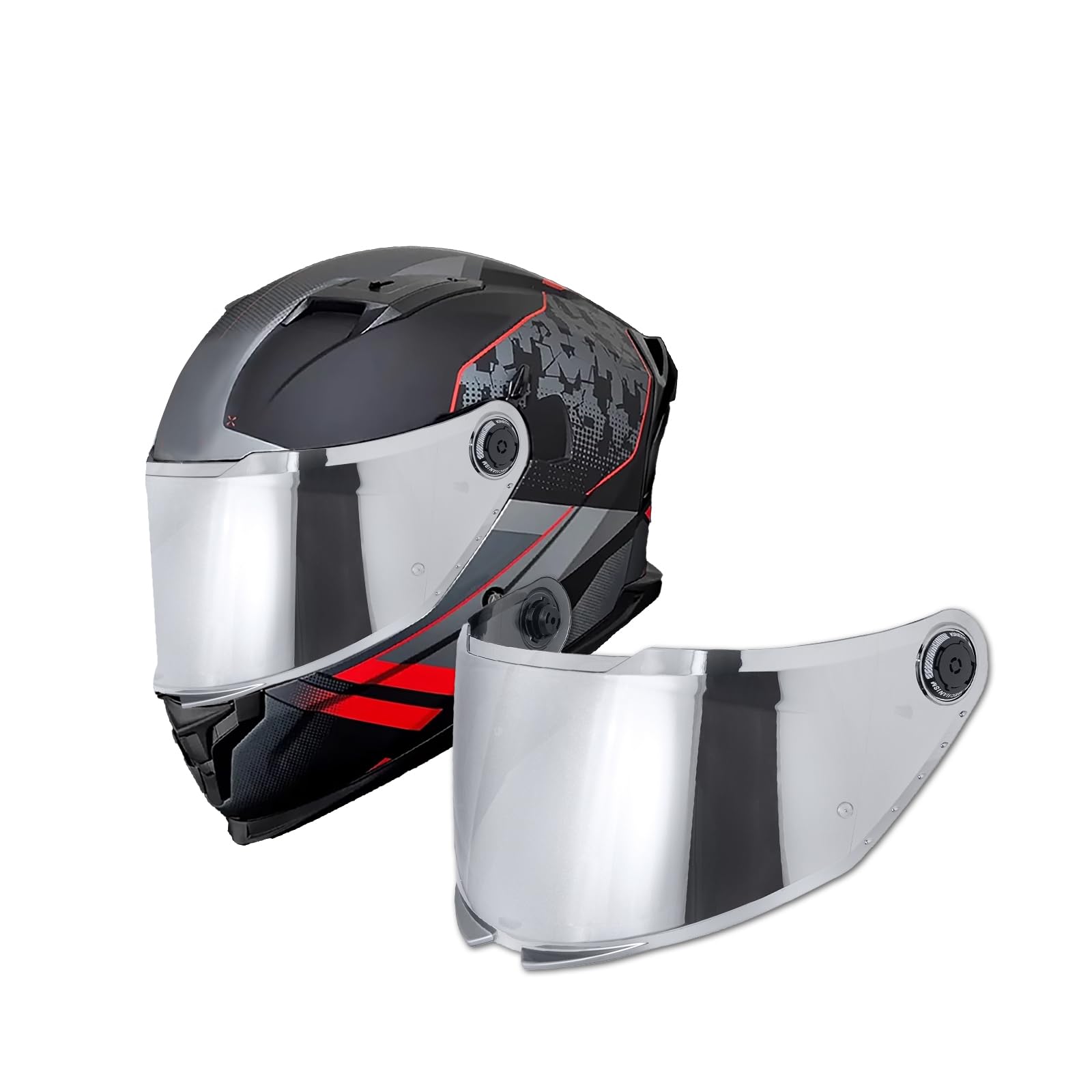 Visiera Casco,Protezione per Il Vento del Motociclo,Casco Parabrezza Moto Visiera a Lente Integrale per per MT-V-28B Thunder 4 SV,Accessori per Caschi da Moto (Cromo Argento)