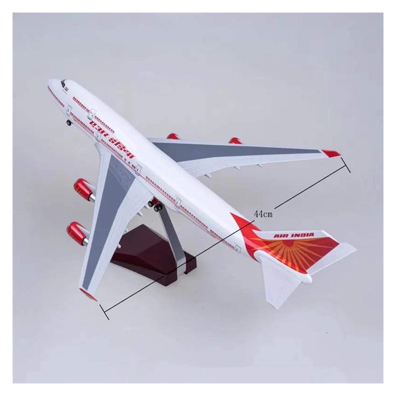 Diecast zabawki samolotowe 47CM dla Boeinga 747 model samolotu Indie samoloty W lekkie i koła podwozie maszyna do odlewania ciśnieniowego zebrane do zbierania i wyświetlania (bez lampy)