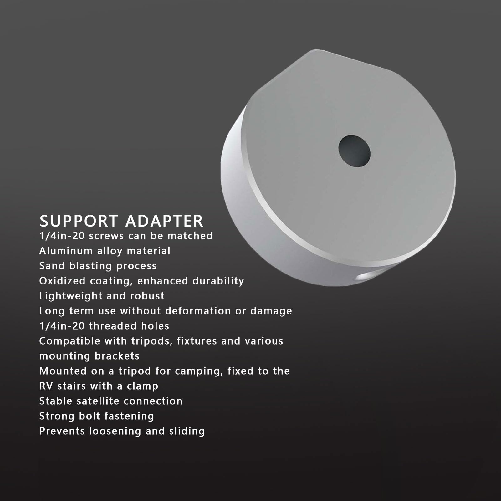 Supporto per Palo Regolabile, Staffa per Antenna Satellitare su Ponte (Supporto e adattatore argento)