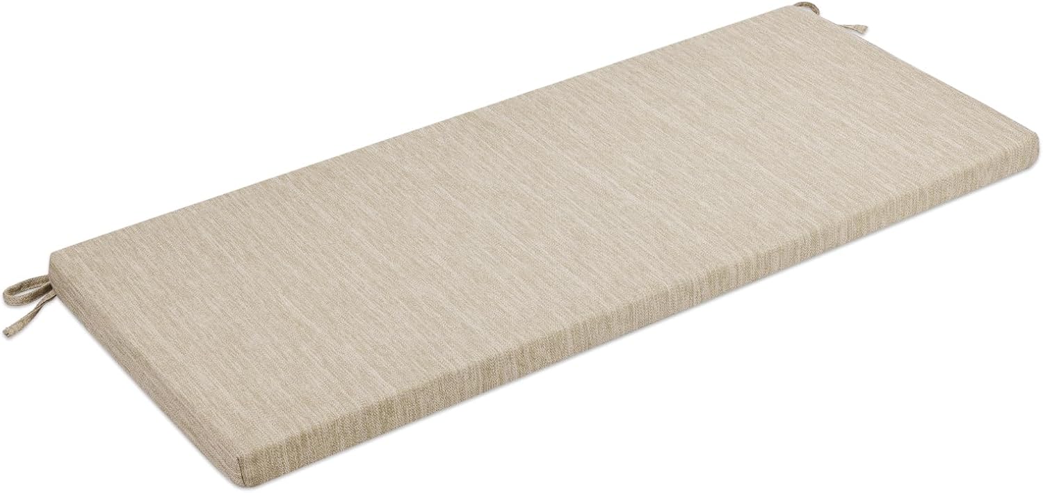 baibu 42 Inch Classic Solid Color Bench Cushion with Ties, Non-Slip Indoor Outdoor Rectangle Bench Seat Cushion Standard Size Foam Pad with Machine Washable Cover (Beige, 42x17x1.5in) Beige 42x17x1.5 Inch (Pack of 1)