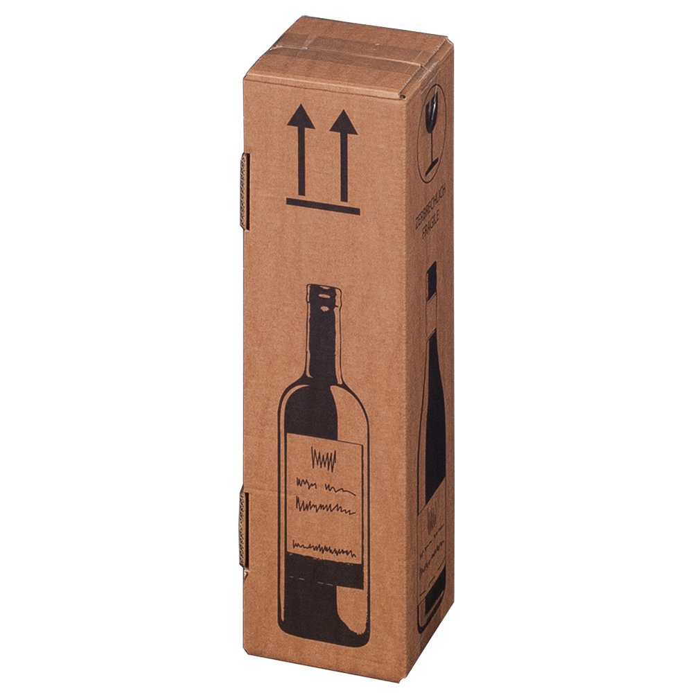 Weinkarton Flaschen Versandkarton Flaschenkarton für 1 Flasche mit PTZ-Zulassung 105 x 105 x 420 mm | braun | 40 Stück