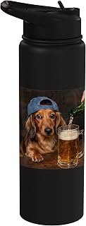 Dachshund Dog Beer Funny Sausage Dog Meme Puppy Wiener Pup Stainless Steel Insulated Water Bottle