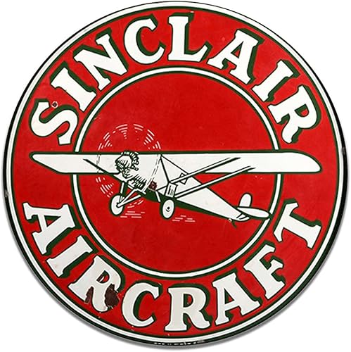 Miniatura 1 de Sinclair Avaiation Sinclair Motor Oil Emblem Seal Vintage Gas Signs Reproducción Car Company Letreros de metal de estilo vintage Letrero redondo de