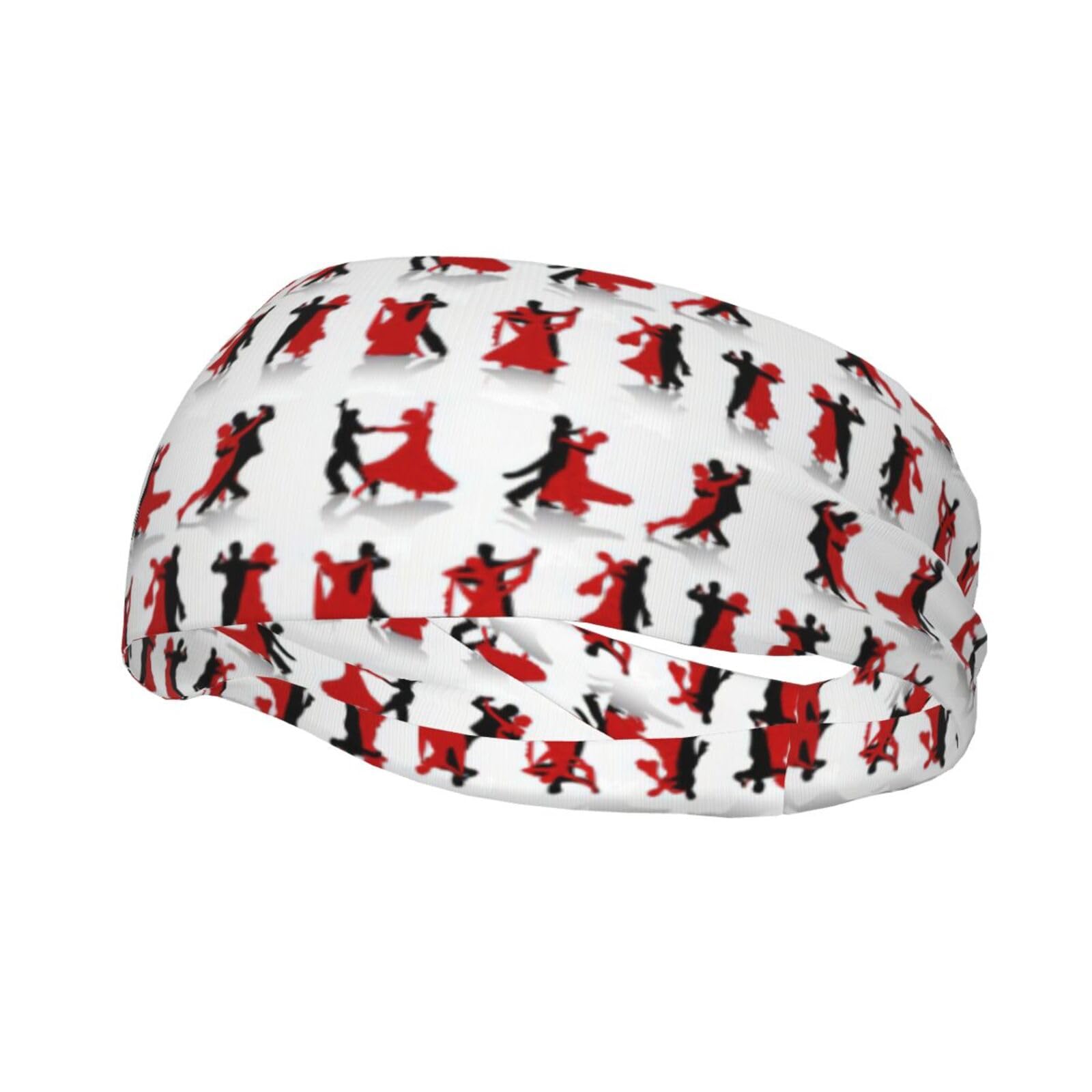 Wicking Stretchy Ballroom Dance Print Athletic Sweatband for Men and Women,Breathable Lightweight Head Wrap
