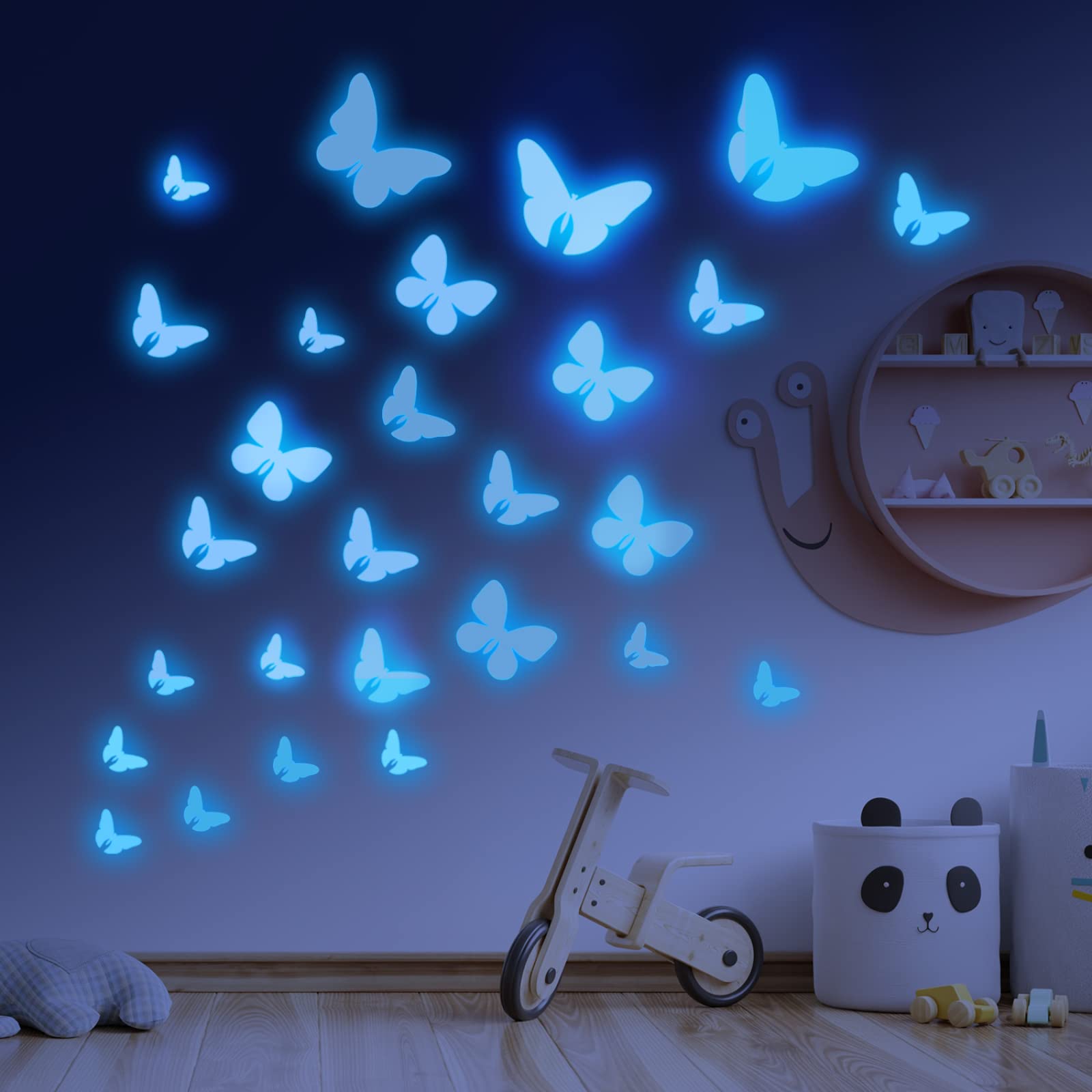 Adesivi Murali Farfalla Viola Verde Adesivi da Parete Stelle Fluorescenti Adesive Soffitto Adesivi Murali Bambini Stelline Luminose per Cameretta Soggiorno Decorazioni 4 Pezzi
