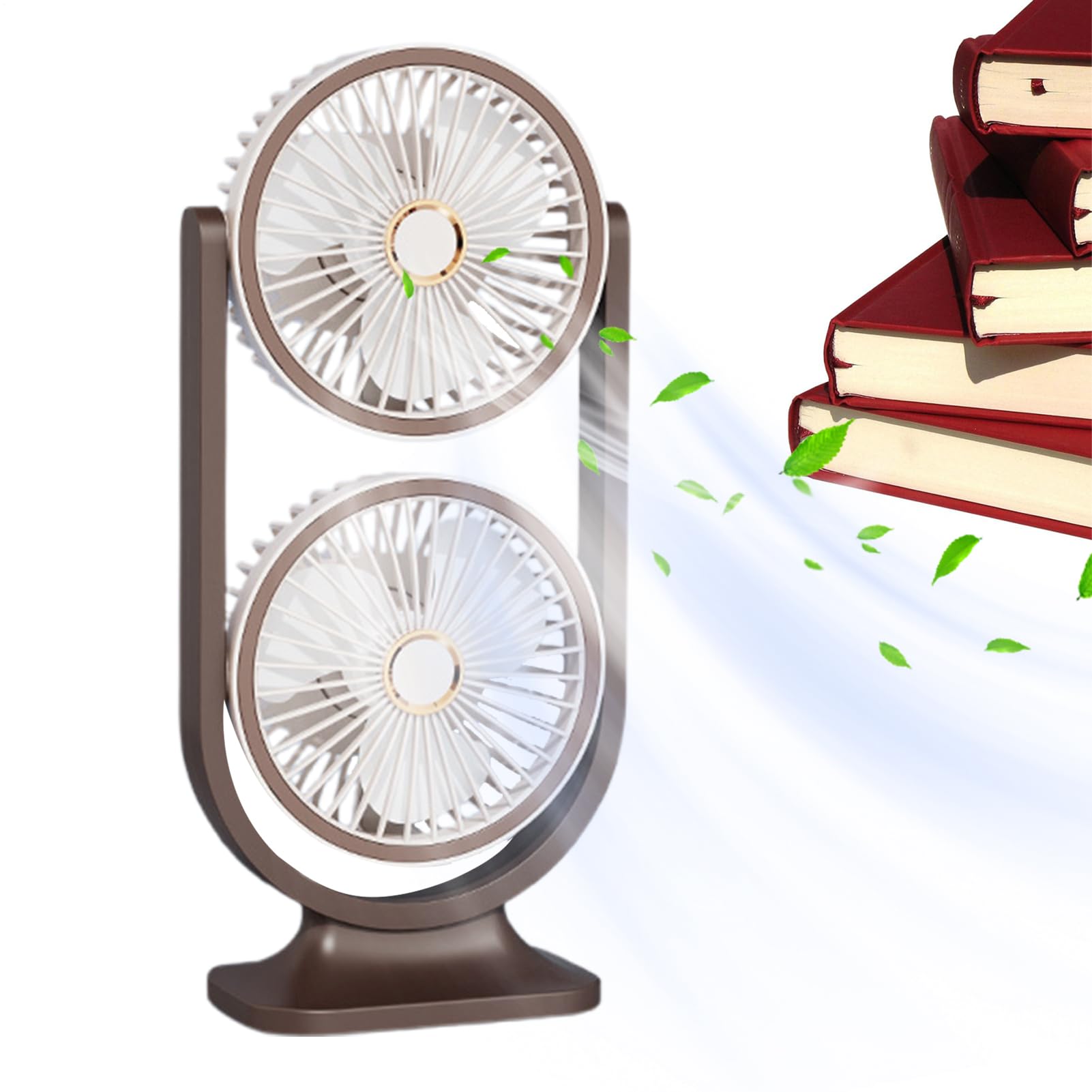 Ventilateur de bureau USB XIAOXIAOYU portable et rechargeable double tête pour la chambre
