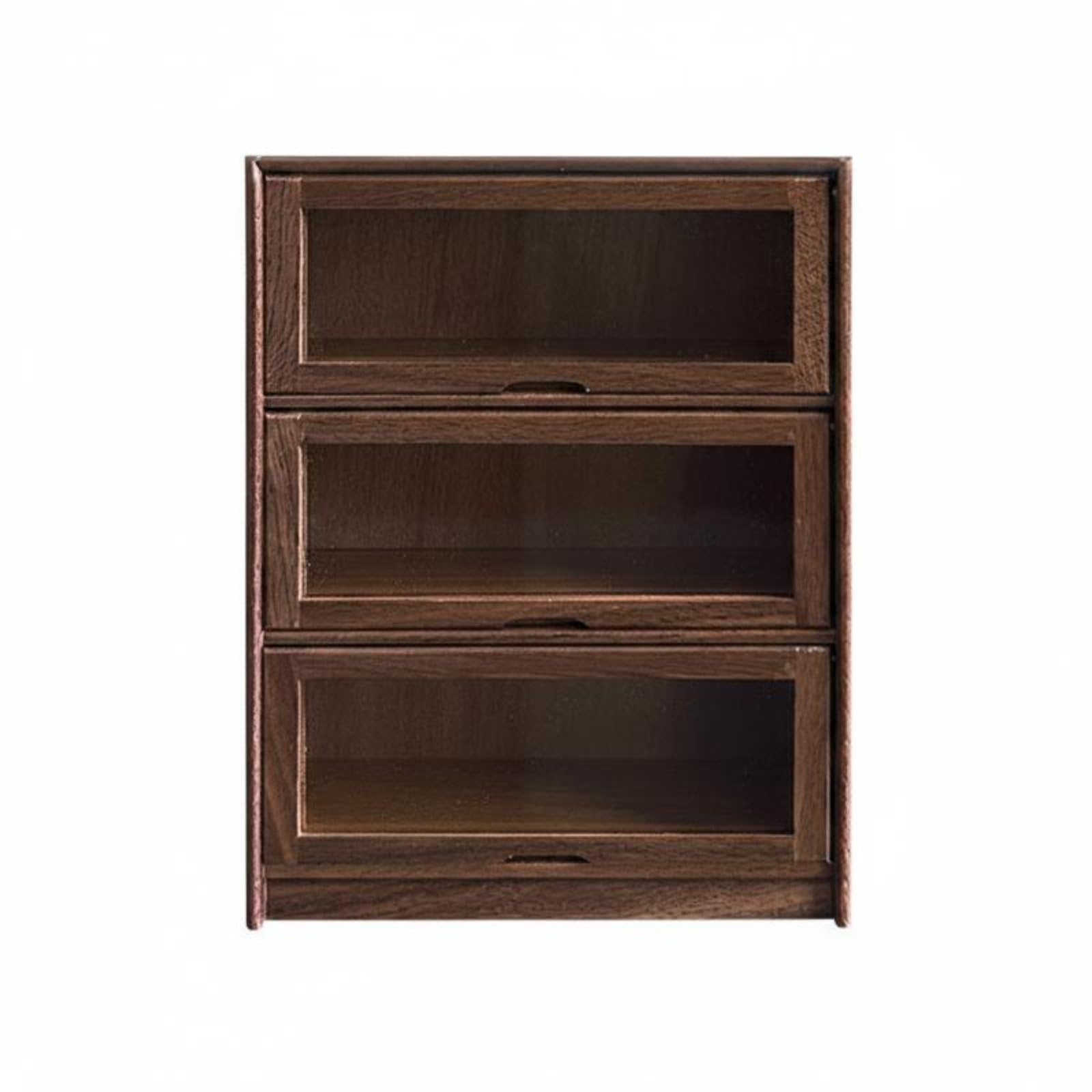 Armadietto Portaoggetti a Apertura in Miniatura Modulare Scaffale Decorativo in Design Legno Realistico per Hobbisti, Diorami, Noce, Mobile A Tre Strati Con Coperchio A Ribalta