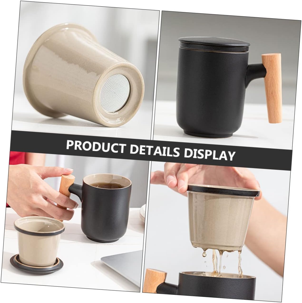 Ceramic Tea Infuser Mug with Lid Portable Tea Cup for Office Home Leakproof Design Easy to Carry for Loose Leaf
