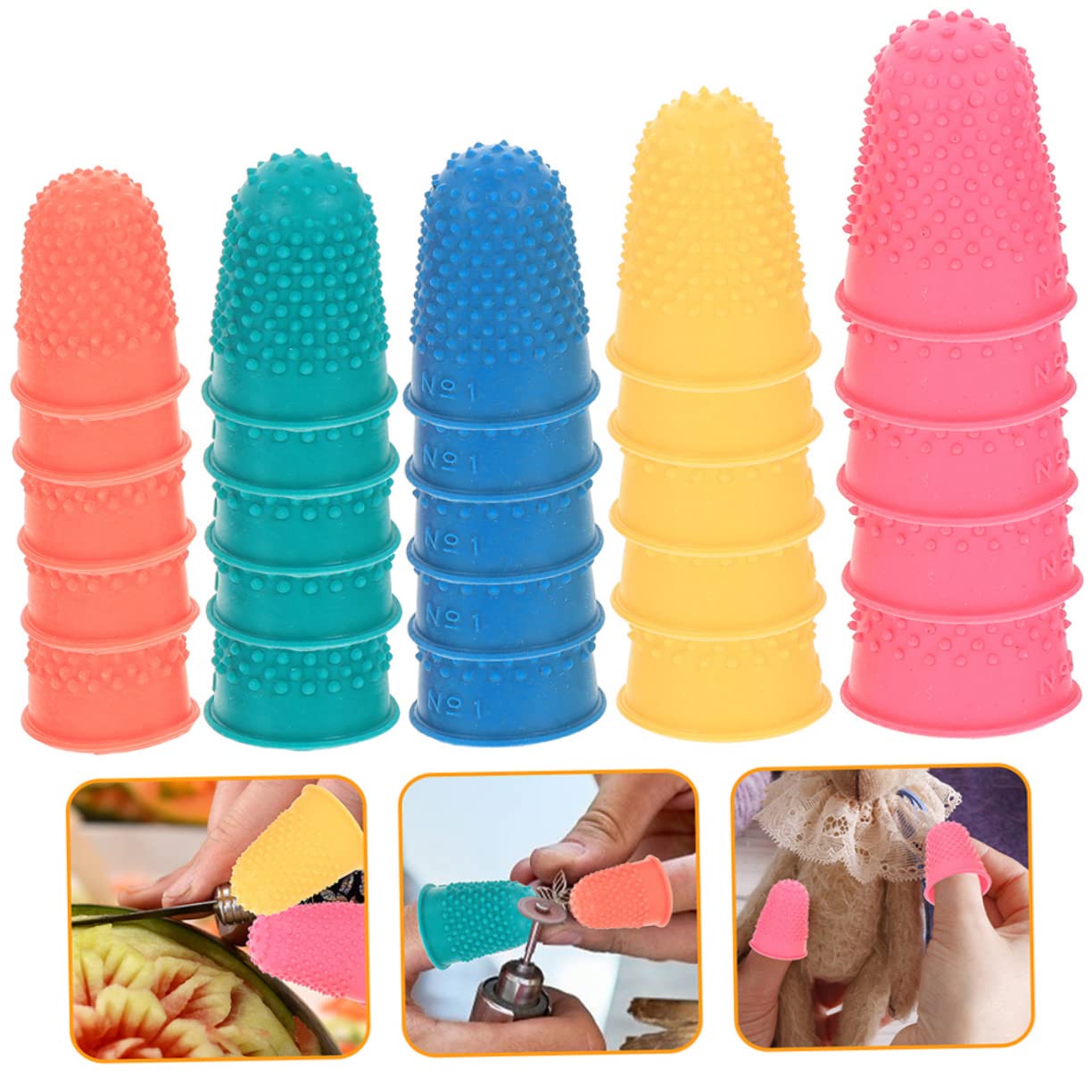 minkissy Sets Finger Tips Cover Money Counting Hot Glue Craft Carving Jewelry Making Non-Slip Anti-Static Sturdy Silicone Finger Protectors Pcs Random