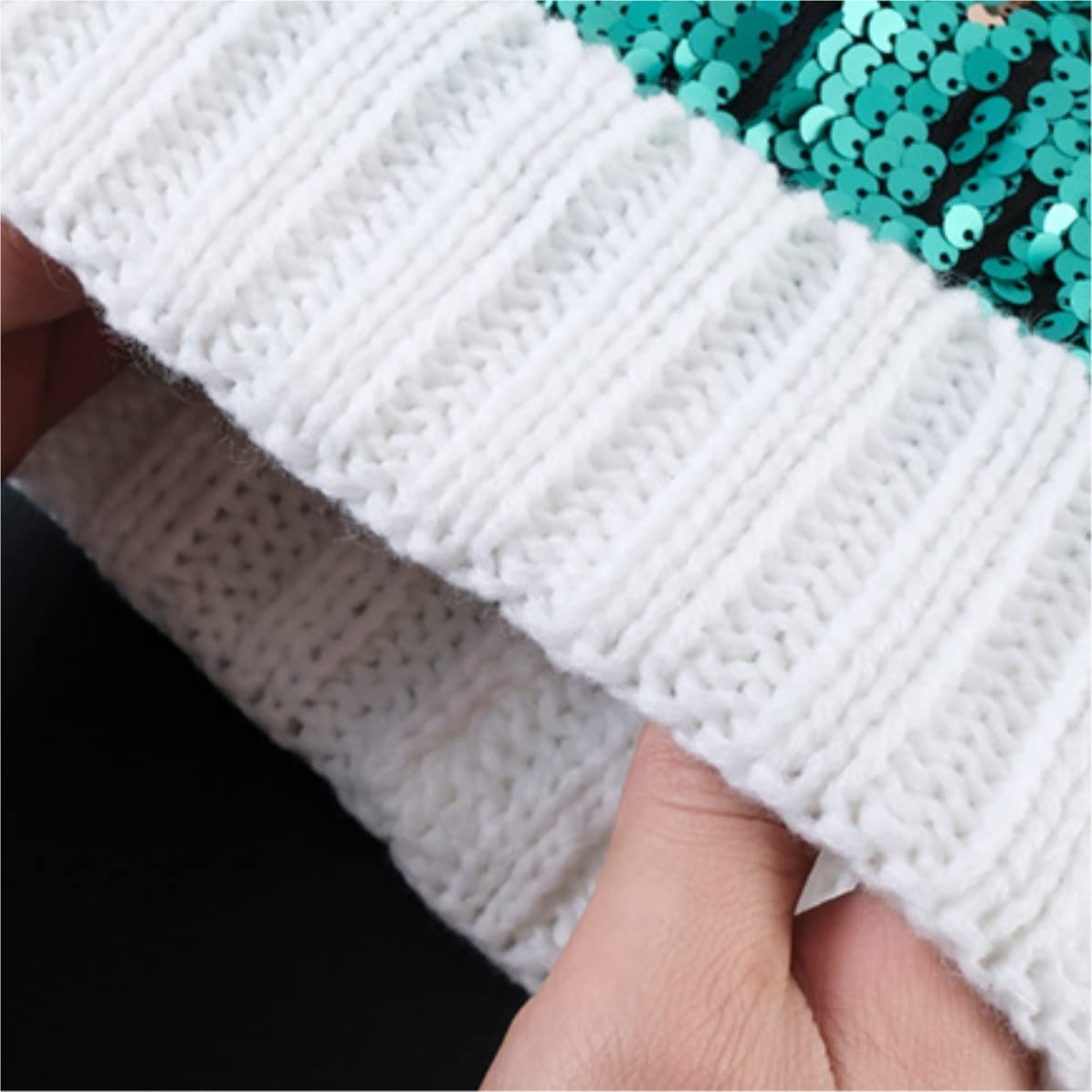 Czapka Beanie Czapka zimowa damska ciepła z brokatem cekinami dzianinowa czaszka czapka narciarska (jeden rozmiar)